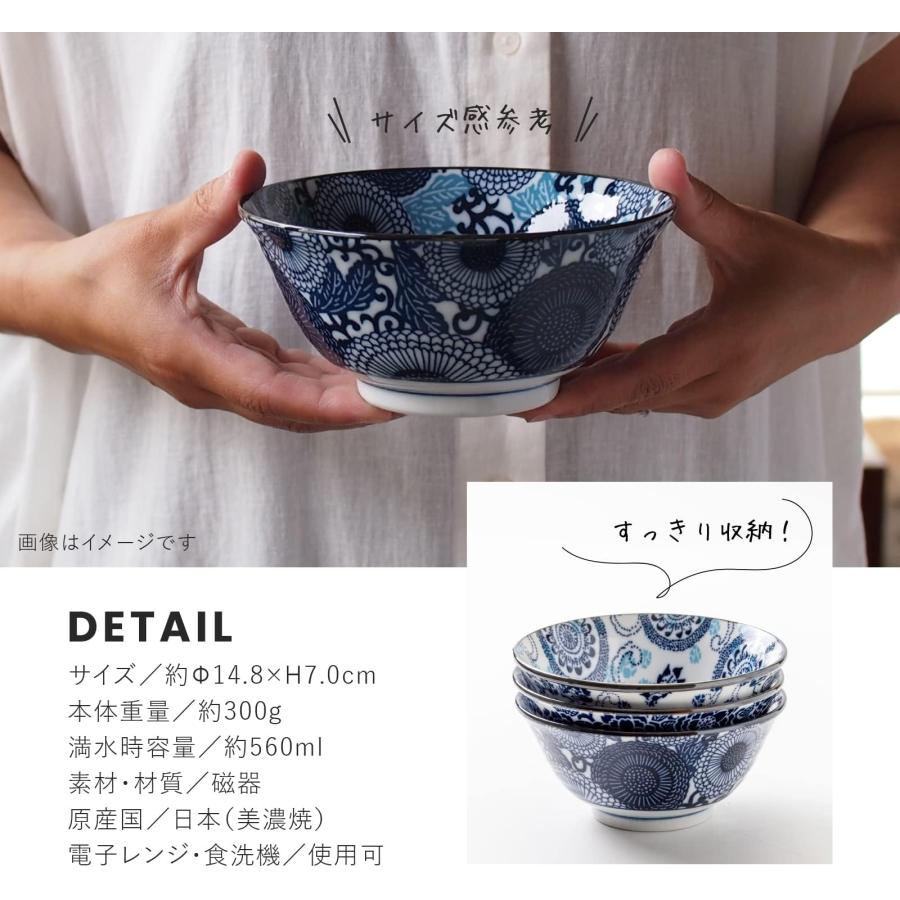 風車 紺青 丼 Minorutouki みのる陶器 丼　大輪菊 新品2点セット　美濃焼　紺青　15cm 直径14.9cm 4.8寸多用丼 多用丼 食器