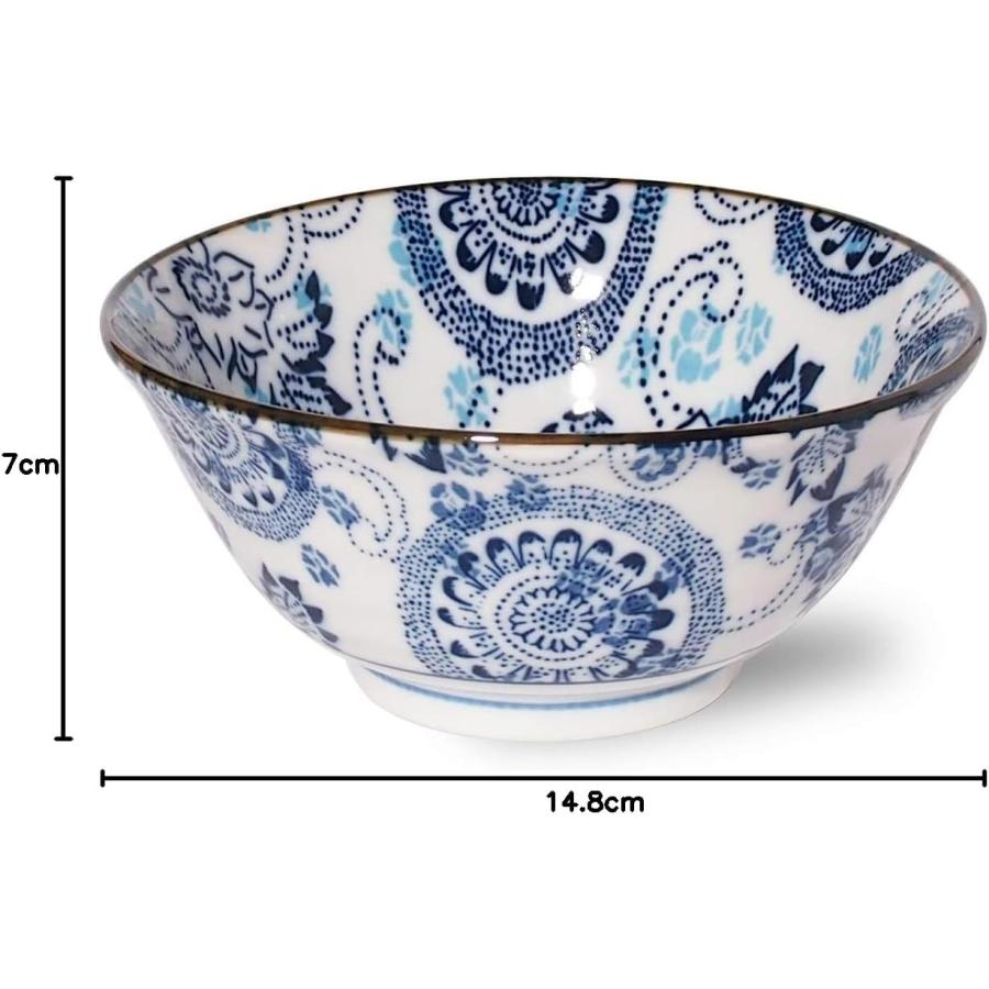 みのる陶器 Minorutouki 丼 紺青 風車 直径14.9cm 多用丼 4.8寸多用丼