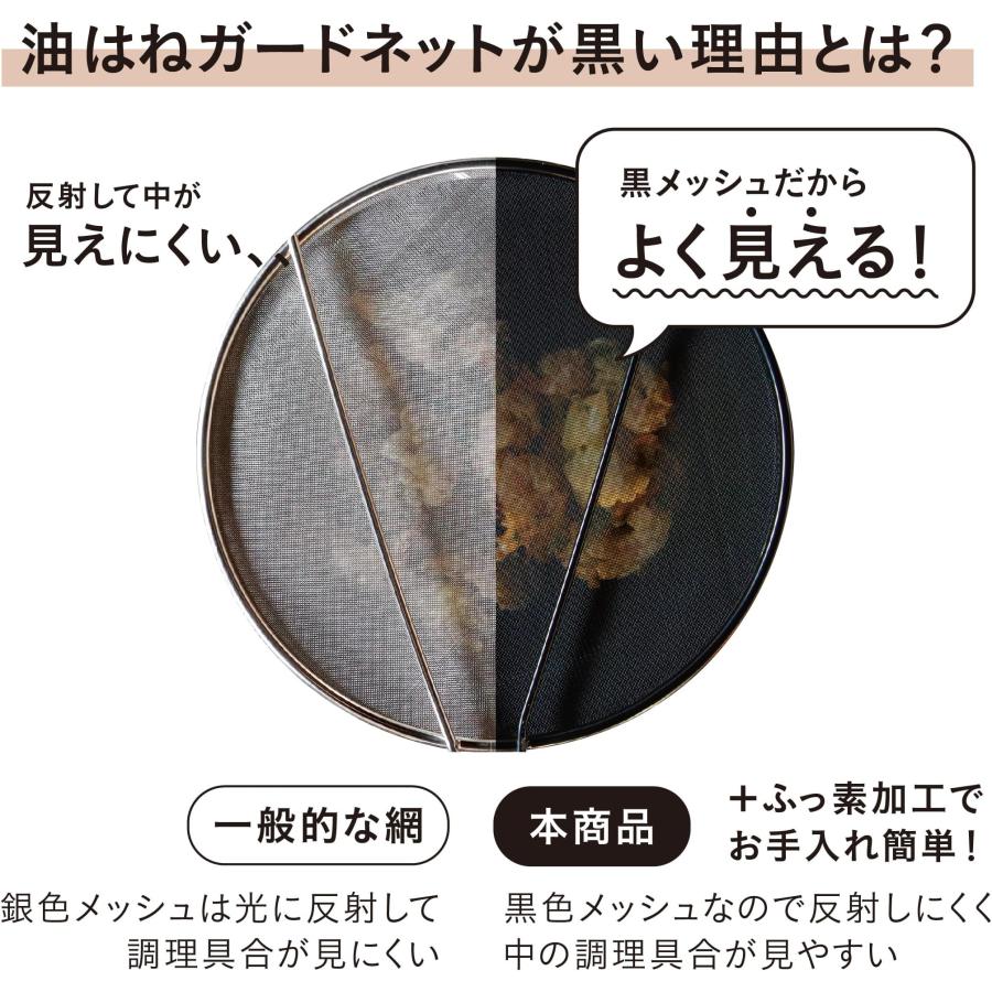 シービージャパン 油はねガードネット 29cm 調理具合がよく見える 飛び散り防止 湯切り ふっ素樹脂加工 copan | CB JAPAN | 02