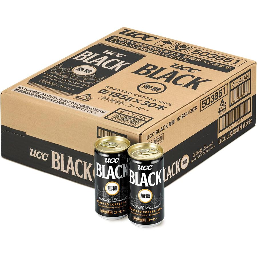 UCC ブラック無糖 コーヒー 缶コーヒー185ml×30本 : 葉月Yahoo!店