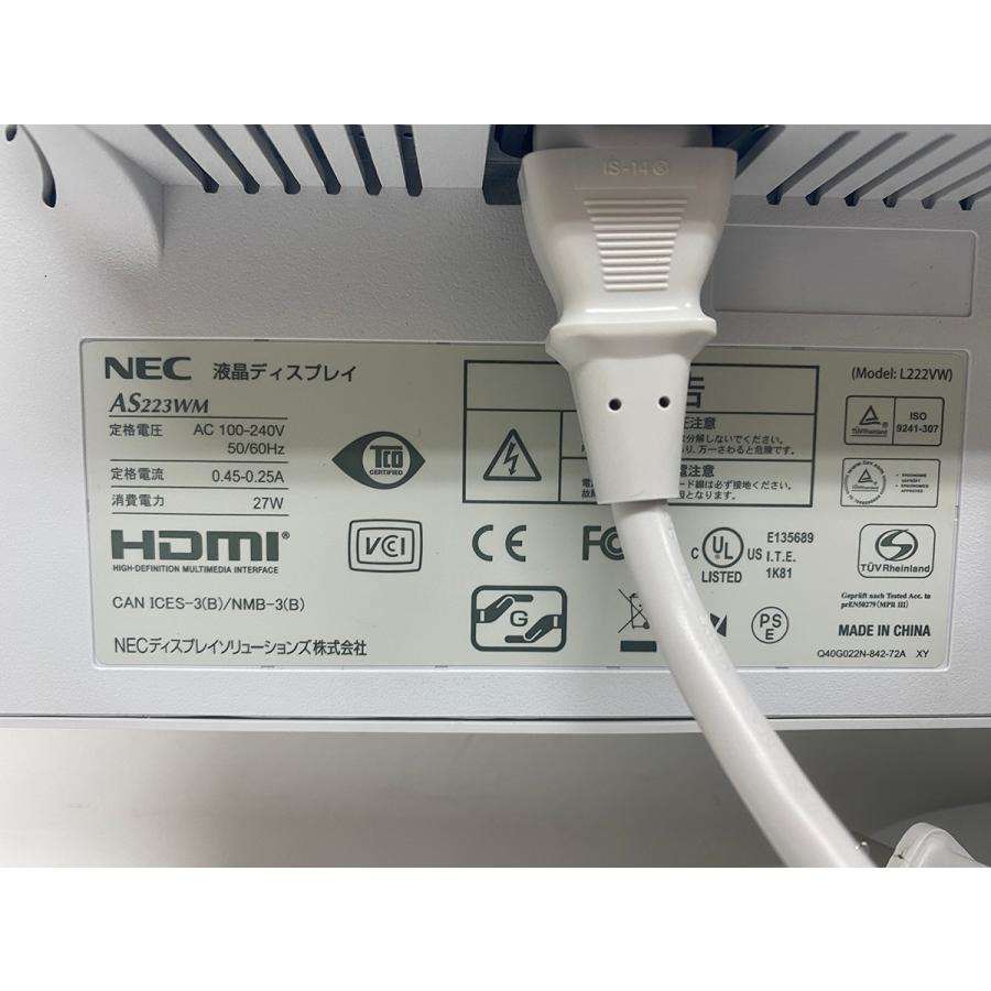 中古□NEC 21.5型 ディスプレイ AS223WM FHD/HDMI/DVI/D-Sub 液晶