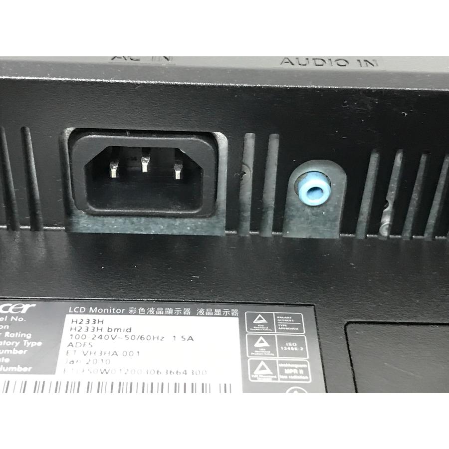 【値下げしました】acer PC用モニター23インチ　DVIケーブル付 中古□23インチ acer H233H DVI/VGA/HDMI 液晶モニター 通電・液晶表示