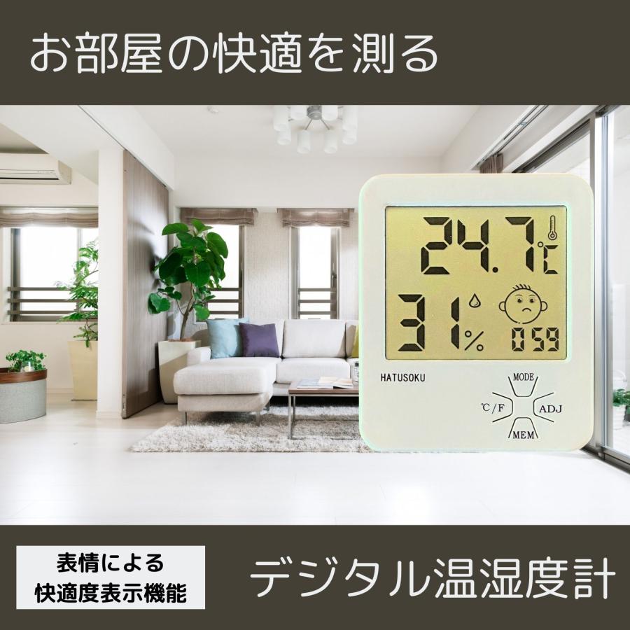 デジタル温湿度計 温度計 湿度計 快適度顔表示 (スタンダード