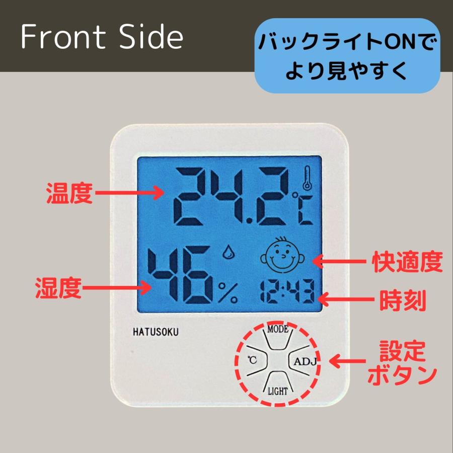 デジタル温湿度計 温度計 湿度計 快適度顔表示 (バックライト デジタル温湿度計 温度計 湿度計 快適度顔表示 (バックライト