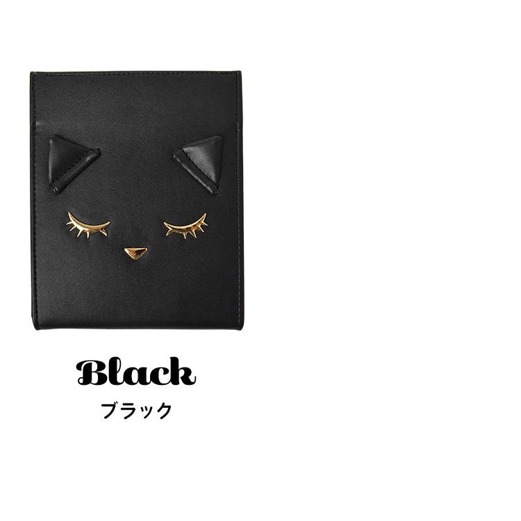 折りたたみ鏡 スタンドミラー 折立ミラー おすましプーちゃん ねこ 猫 ネコ キャラクター お買得 卓上ミラー ブラック ピンク かわいい アイボリー