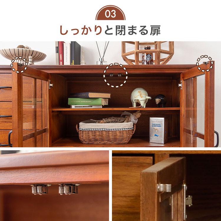 東谷 キャビネット 木製 幅120cm ガラス扉 完成品 ティンバー PM-308