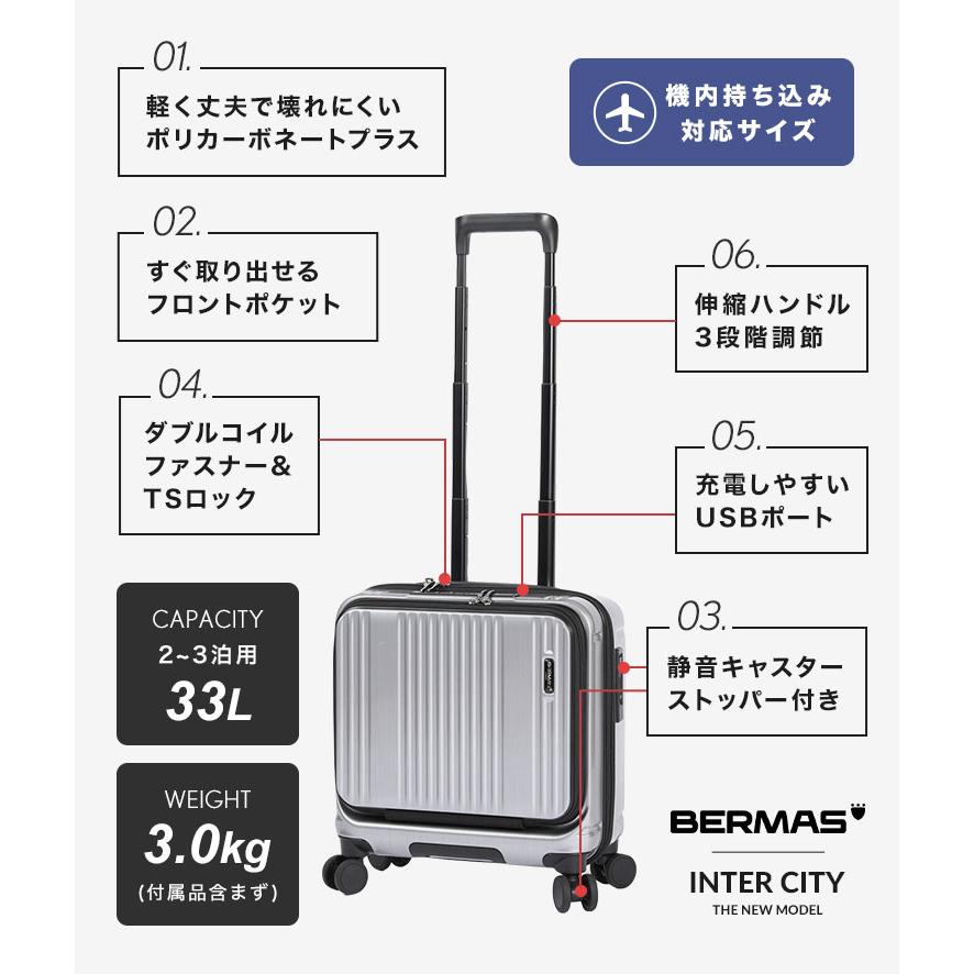 INTER CITY キャリーケース BERMAS 60523 機内持ち込み フロント INTER CITY キャリーケース BERMAS 60523 機内持ち込み フロント