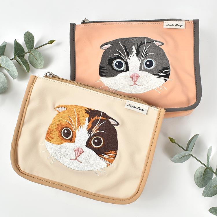 Legato Largo 猫 ポーチ 小物入れ おしゃれ マチ付 ファスナー Legato Largo 猫 ポーチ 小物入れ おしゃれ マチ付 ファスナー