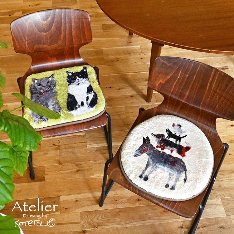 Creer チェアパッド チェアクッション 座布団 ネコ アニマル 猫 ねこ