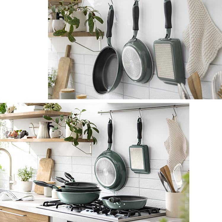 evercook GREEN フライパン 28cm IH ガス 浅型 LOW PFAS エバークック