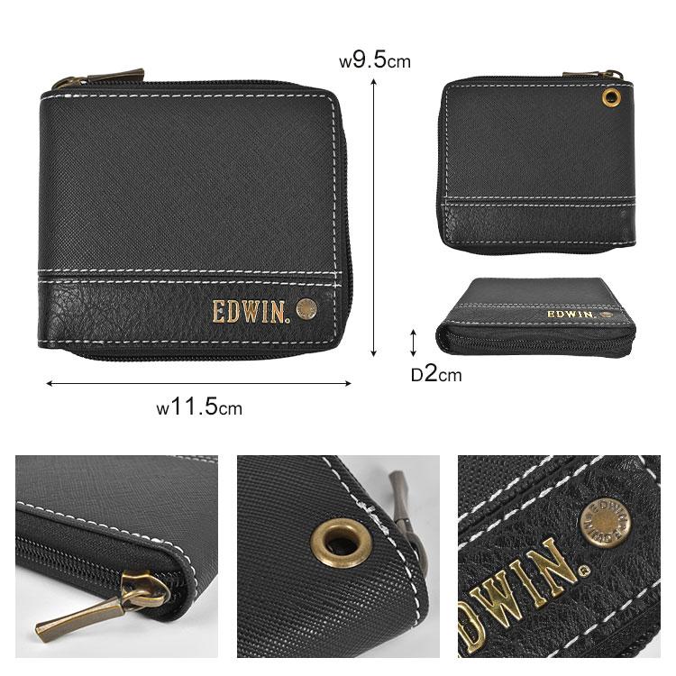 EDWIN（エドウィン） 二つ折り財布 メンズ ラウンドファスナー