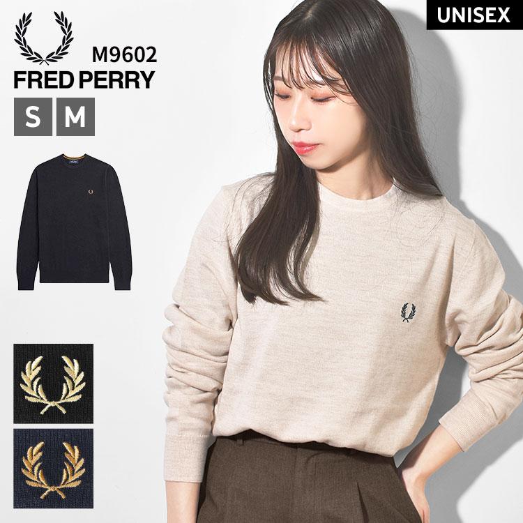 【美品】FREDPERRY ニット セーター 刺繍ロゴ ボーダー　Mサイズ FRED PERRY（フレッドペリー） ニット セーター Classic Crew Neck