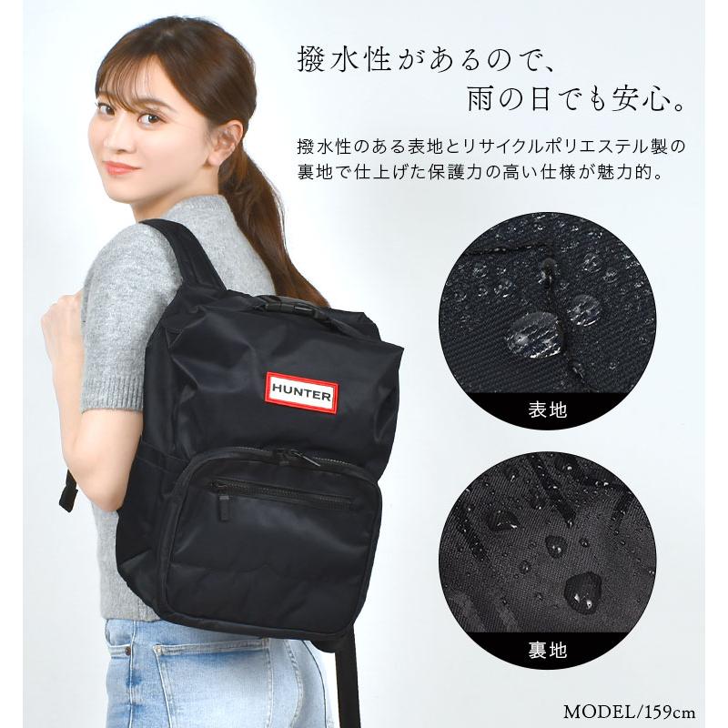 リュック ハンター HUNTER レディース A4 小さめ バックパック シンプル 撥水 ブランド リュックサック 軽い 通勤 13L 黒 おしゃれ｜hauhau｜04