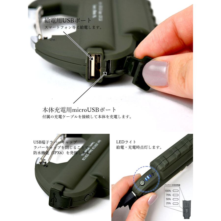 カラビナモバイルバッテリー 軽量 防水 スマートフォン iPhone
