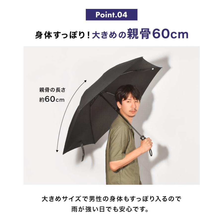 折りたたみ傘 60cm メンズ コンパクト 自動開閉 ブラック 大きめ