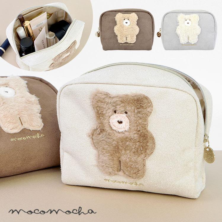 モコモカ ポーチ 小物入れ 化粧ポーチ メイクポーチ 大容量 コスメポーチ レディース 大人 高校生 中学生 女子 小学生 女の子 クマ キャラクター 90 Off