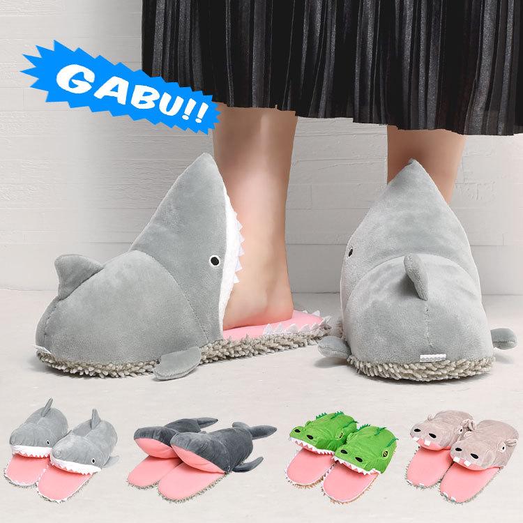 モップスリッパ かわいい ス リッパ 洗える おしゃれ おもしろ雑貨 ホオジロザメ クジラ ワニ カバ マイクロファイバー ルームシューズ レディース Hauhau 通販 Paypayモール