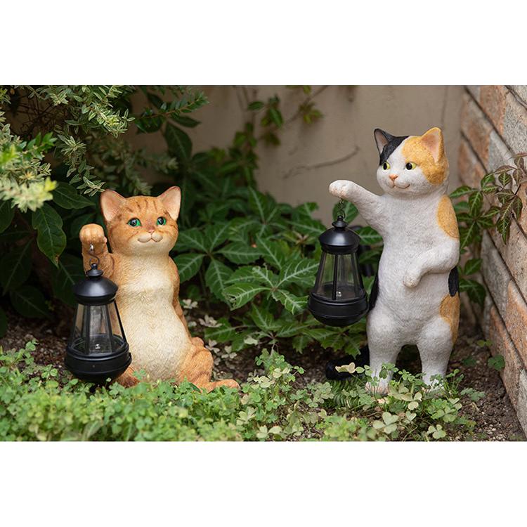 ソーラーオーナメント LED 置物 ねこ ネコ 猫 庭 玄関 led おしゃれ 猫
