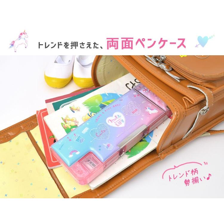 ペンケース 筆箱 女の子 両面ペンケース 小学生 筆箱 かわいい ユニコーン ラメ 入学 新学期 通学 キラキラ 音符 小学1年生 子供 鉛筆削り 時間割 Hauhau 通販 Paypayモール