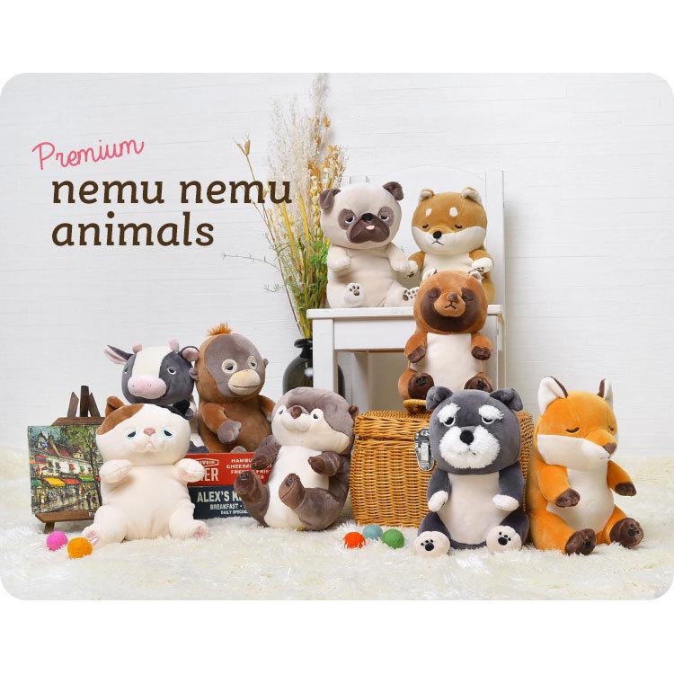 ぬいぐるみ ねむねむアニマルズ プレミアム ぬいぐるみポーチ 座り抱きまくら お座り アニマル Sサイズ かわいい 女の子 もちもち S スマホスタンド Hauhau 通販 Paypayモール