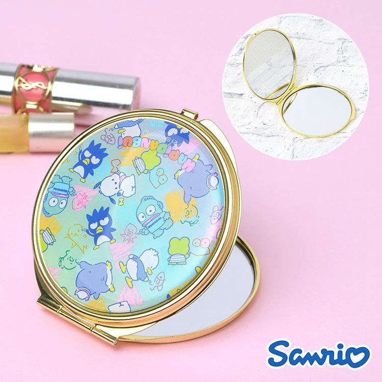 手鏡 サンリオ はぴだんぶい 鏡 小さめ 携帯用 カワイイ コンパクトミラー かわいい Sanrio 大人 女子 子供 二面鏡 拡大鏡 総柄 レディース パステル Hauhau 通販 Paypayモール