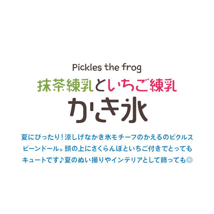 ぬいぐるみ かえるのピクルス かき氷 夏 ビーンドール キャラクター かわいい 人形 ヌイグルミ 抹茶練乳 いちご練乳 ぬい撮り おままごと プレゼント Hauhau 通販 Paypayモール