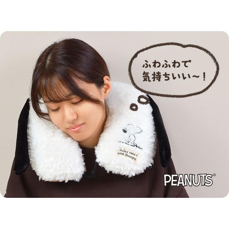 ネックピロー スヌーピー もこふわ ボア 秋冬 グッズ 大人 かわいい おしゃれ クッション ぬいぐるみ ベロア PEANUT ピーナッツ キャラクター 携帯枕 U型 首枕｜hauhau｜04