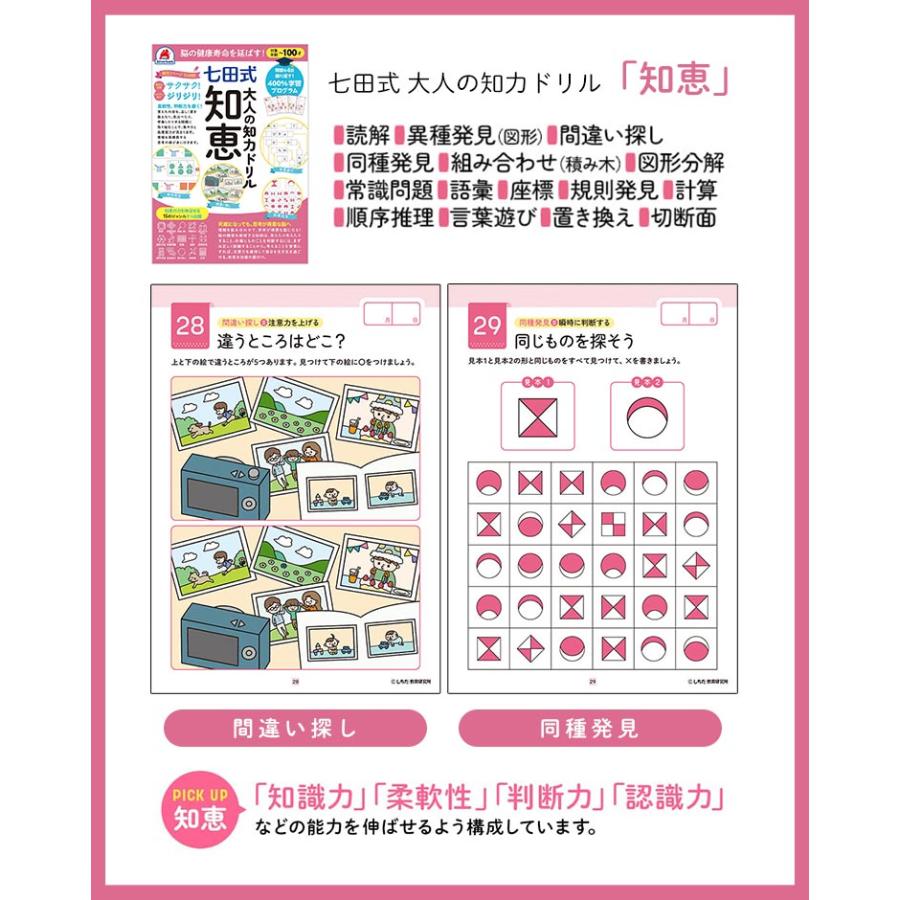 七田式 大人の知力ドリル 右脳 知恵 推理 想像 大人用ドリル 認知症