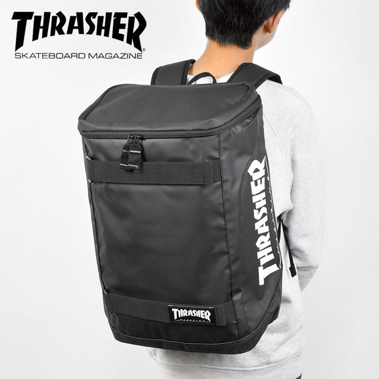 リュック スラッシャー リュックサック THRASHER ボックスリュック 大容量 撥水 メンズ レディース スクエアリュック 通学 学生 通勤 25L 送料無料｜hauhau