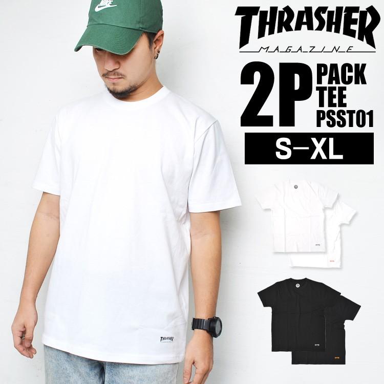 Tシャツ 無地 2枚セット 半袖 Thrasher スラッシャー 2pセット 2枚組 クルーネック 白 黒 コットン メンズ レディース S M L Xl Hauhau 通販 Paypayモール
