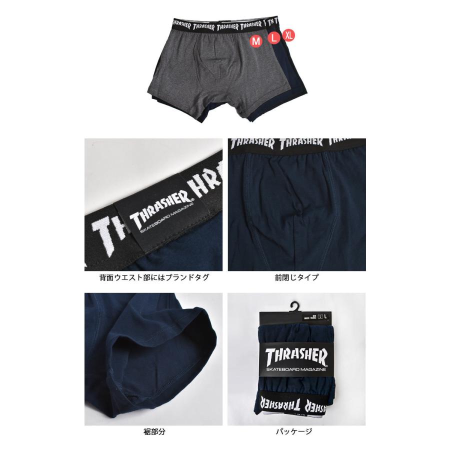 ボクサーパンツ THRASHER スラッシャー パンツ ブランド メンズ ボクサー トランクス 下着 スケート ストリート シンプル 黒 ブラック ネイビー グレー インナー｜hauhau｜05