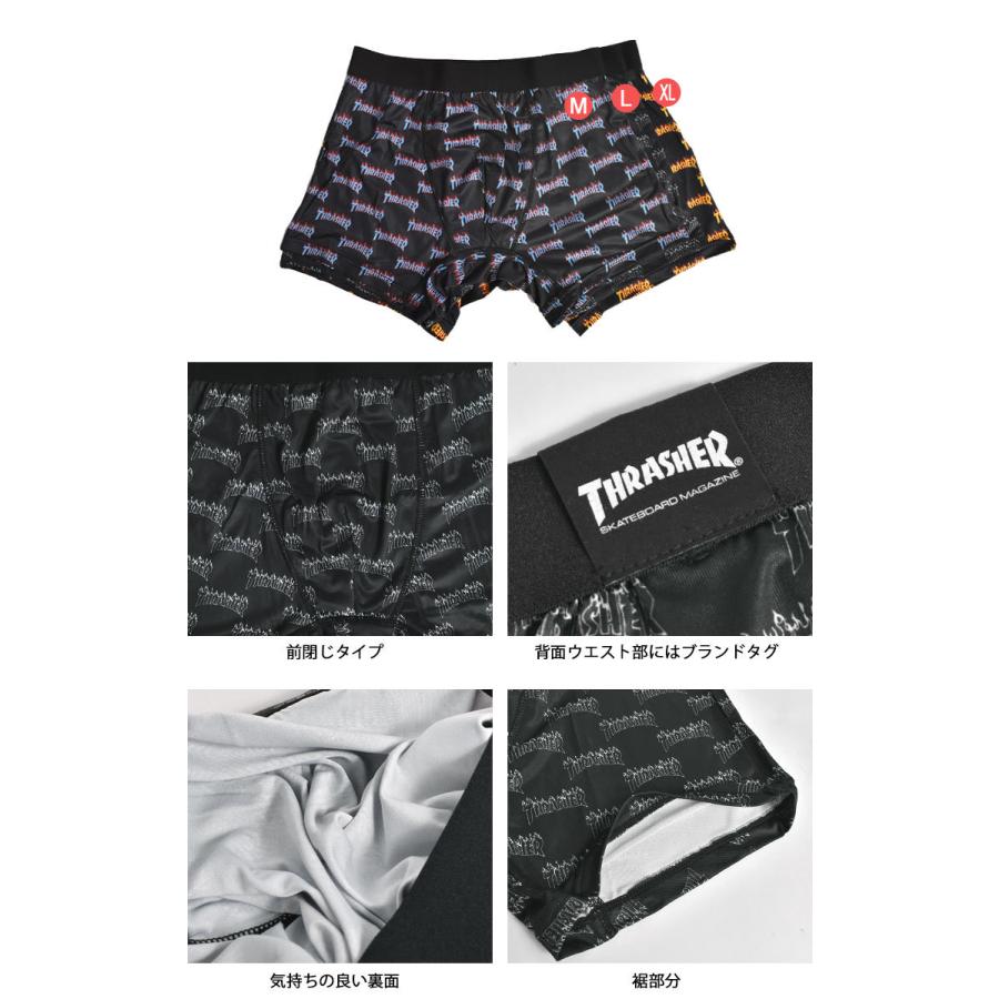 ボクサーパンツ THRASHER スラッシャー パンツ ブランド メンズ ボクサー トランクス 下着 スケート ストリート 派手 総柄 黒 ブラック イエロー ブルー グレー｜hauhau｜05