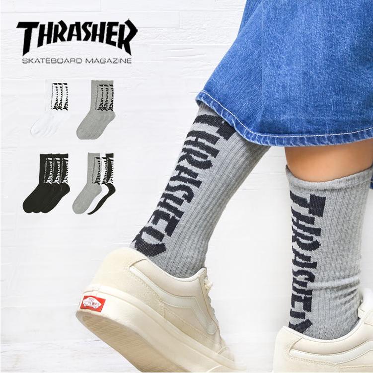 ソックス Thrasher スラッシャー 靴下 3p パック ブランド 白 黒 アソート グレー スケート バックロゴ 25 26 27 Cm ストリート メンズ クルー丈 Thr Thsx6 Hauhau 通販 Yahoo ショッピング