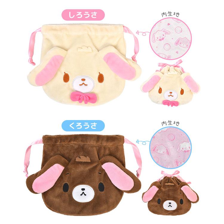 日本製　希少　サンリオ シュガーバニーズ 巾着袋 手提げカバン sanrio（サンリオ） シュガーバニーズ ぬいぐるみ巾着 フェイス型 巾着