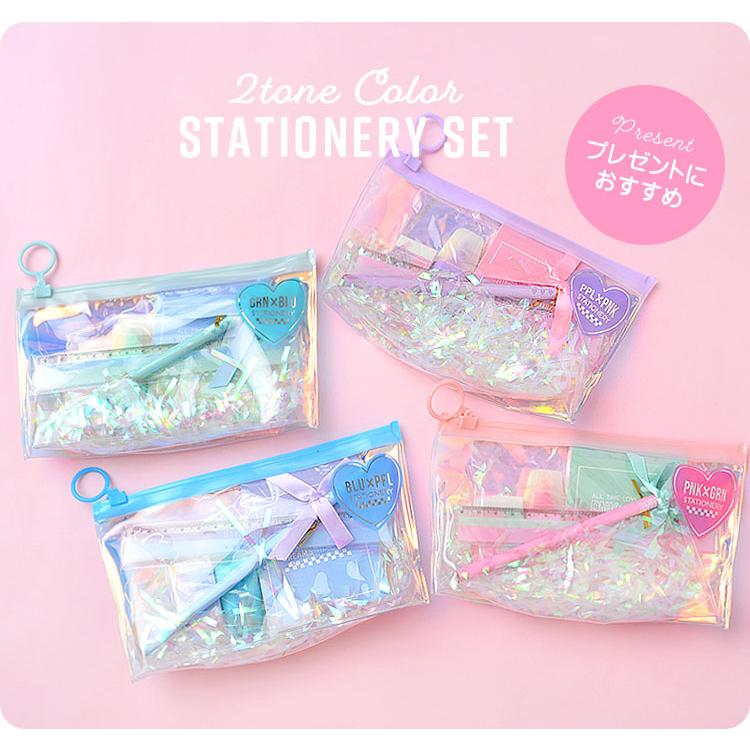 文房具セット 女の子 プレゼント 可愛い ステーショナリーセット パステルカラー 6点セット おしゃれ ピンク ブルー パープル ミントグリーン ブルー 文房具 Hauhau 通販 Paypayモール