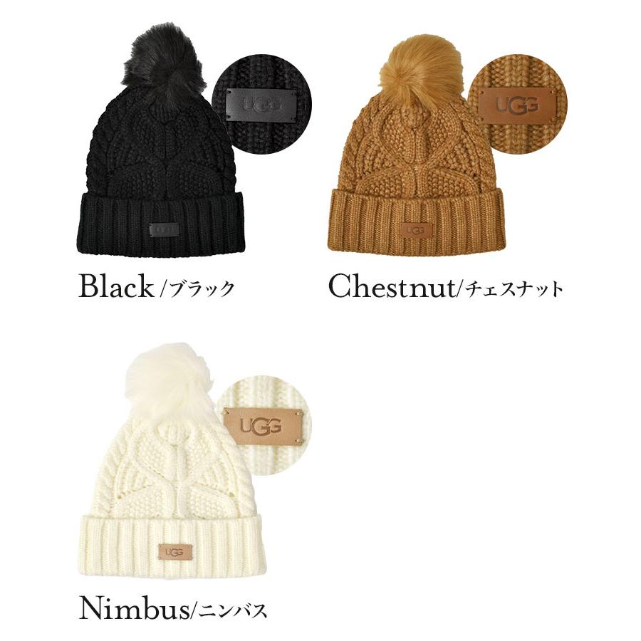 UGG ニット帽 レディース ブランド アグ 秋冬 ボンボン ケーブル UGG ニット帽 レディース ブランド アグ 秋冬 ボンボン ケーブル