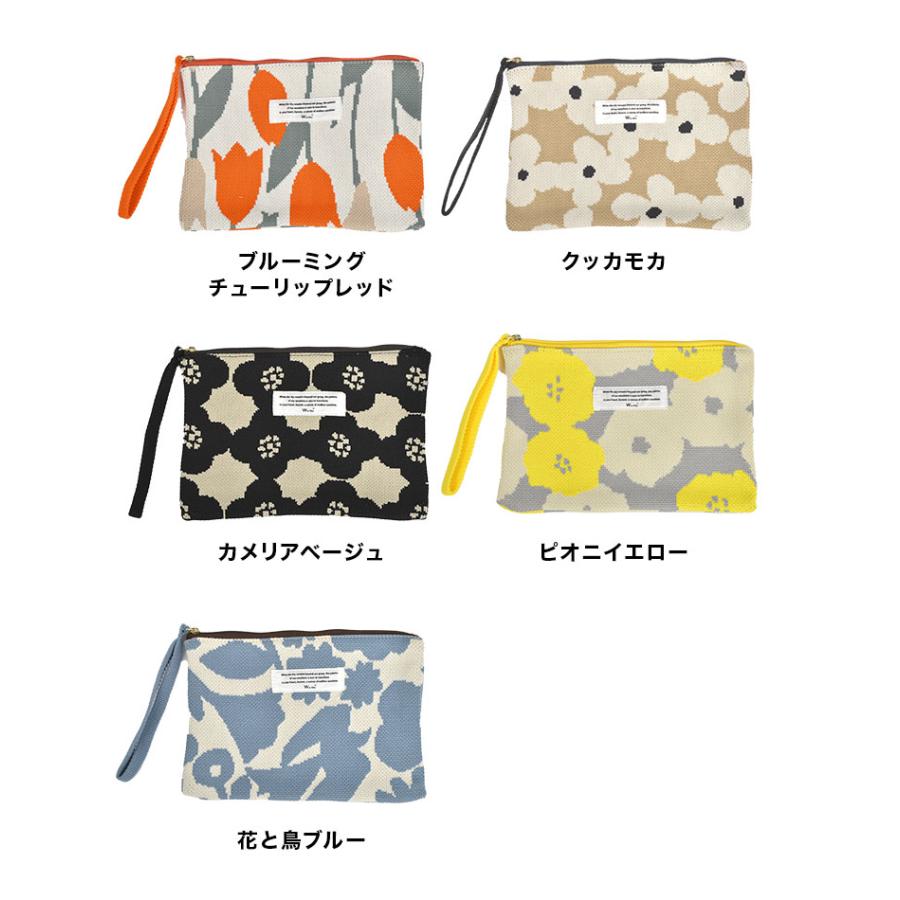 Wpc. フラットポーチ wpc 大きめ おしゃれ かわいい ニット 花柄 Wpc. フラットポーチ wpc 大きめ おしゃれ かわいい ニット 花柄