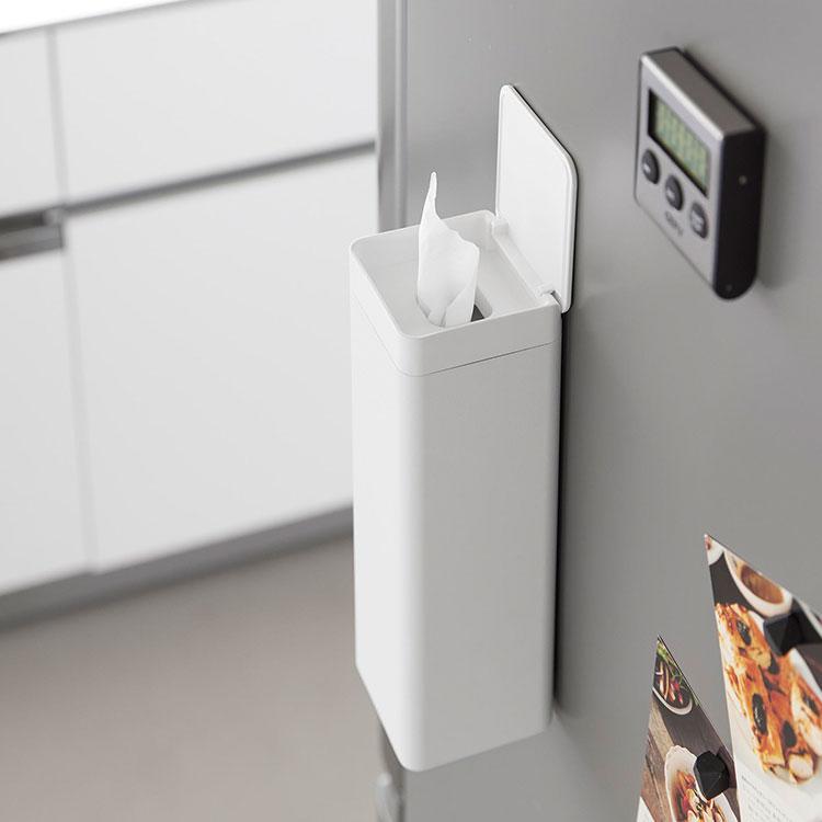 tower 山崎実業 マグネット蓋付きティッシュケース スクエア ボトル型