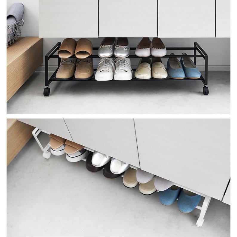 【m&】IKEA シューズラック　2段　ホワイト 下駄箱　省スペース STÄLL ステル シューズボックス2段×2, ホワイト, 96x17x90 cm - IKEA