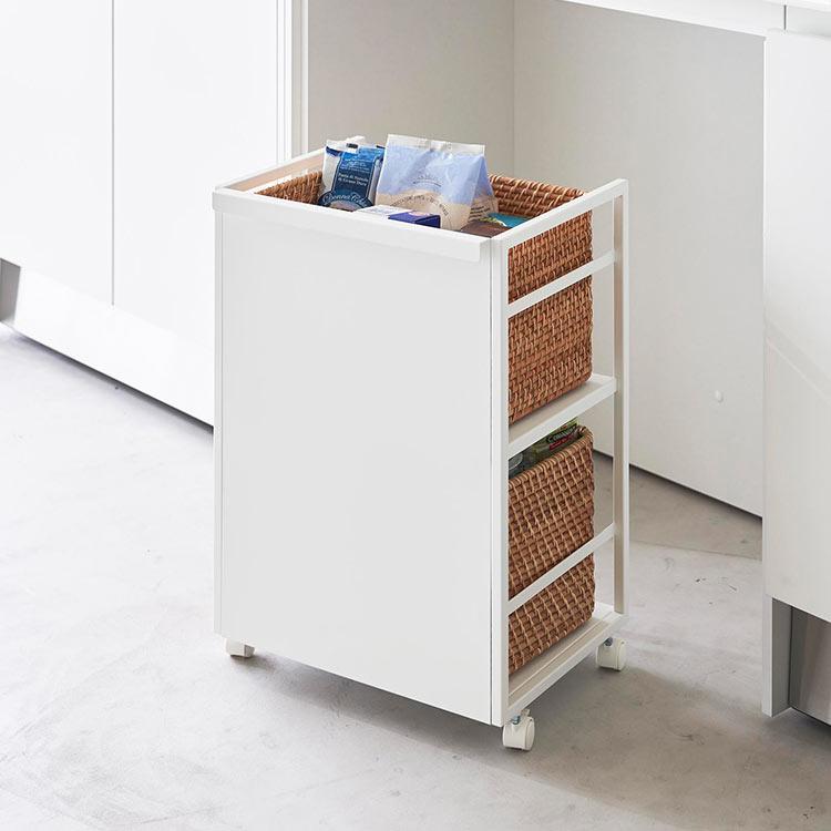 【在庫処分】多機能ワゴン　キャスター付き　ホワイト　おしゃれ　4810 楽天市場】【特典あり】山崎実業 目隠しワゴン タワー スリム