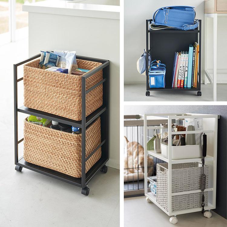 【在庫処分】多機能ワゴン　キャスター付き　ホワイト　おしゃれ　4810 山崎実業 目隠しワゴン タワー tower 4810 4811 キッチンワゴン