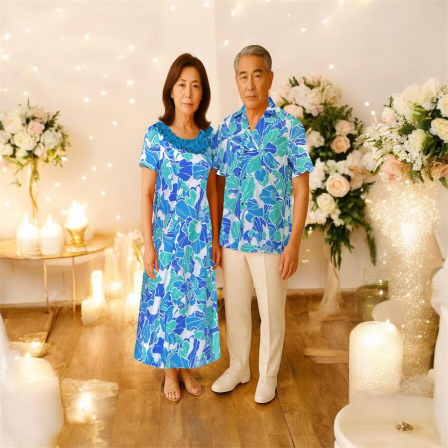 Pacific Legend　ムームードレス　アロハシャツ　セット　結婚式 Pacific Legend ムームードレス アロハシャツ セット 結婚式