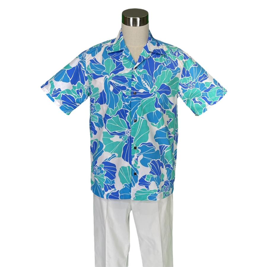 Pacific Legend　ムームードレス　アロハシャツ　セット　結婚式 Pacific Legend ハワイアンロングラッフルムームードレス