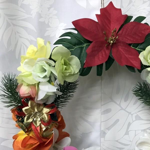 フラワー・リース mahalo リース クリスマス ハワイアン 27cm 玄関 リビング ダイニング ギフト