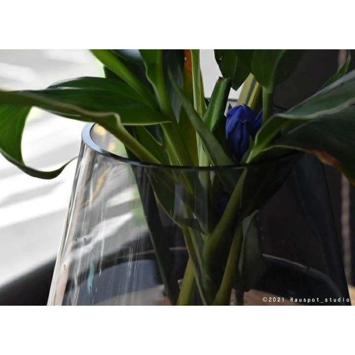 花瓶 枝物 大きめ モダン 北欧 ビッグガラスベース グレーガラス 直径