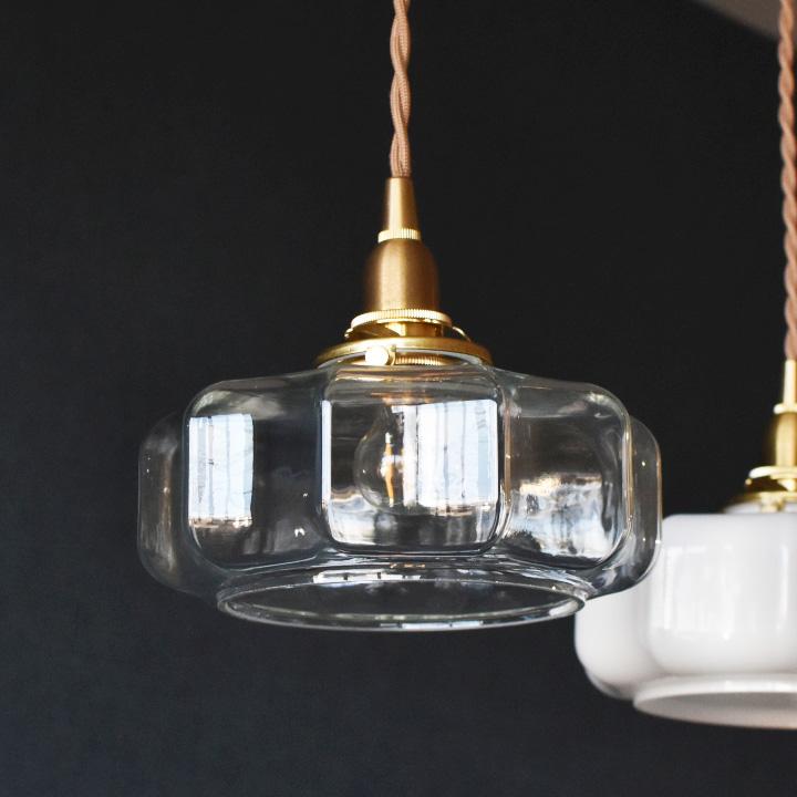 ペンダントライト ソケット シェード 電球 セット Glass Lighting Mサイズ E17 E26 コード長が選べる 30cm 60cm 100cm 150cm 25W 40W Fearn カバー付_8