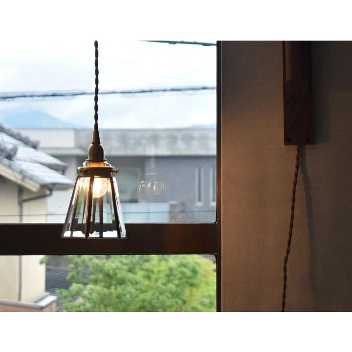 ペンダントライト ソケット\u0026シェードセット BRASS\u0026クリアガラス E17 コード長が選べる 15cm 30cm 60cm 100cm 150cm ガラスシェード 透明 Sion シオンの画像