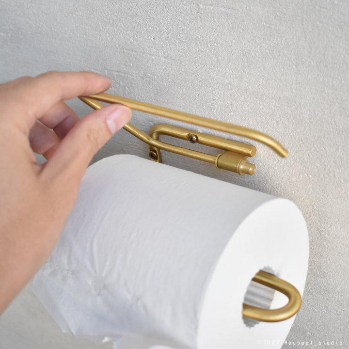 トイレットペーパーホルダー 真鍮 おしゃれ ren brass ダブル ブラス ペーパーホルダー 金 モダン 北欧 トイレ 清潔 スタイリッシュ_3