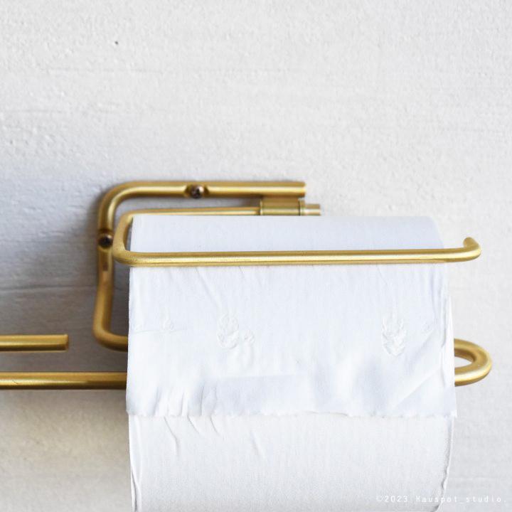 トイレットペーパーホルダー 真鍮 おしゃれ ren brass ダブル ブラス ペーパーホルダー 金 モダン 北欧 トイレ 清潔 スタイリッシュ_5