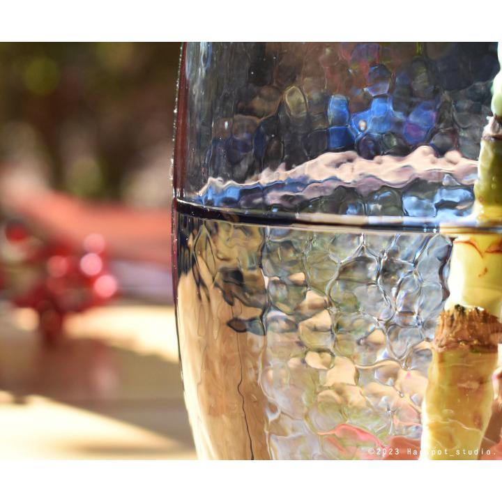 フラワーベース 枝物 ガラス おしゃれ 青 クリアLサイズ：約14.5cm丸